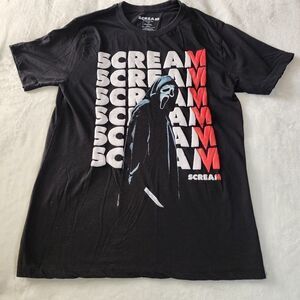 Scream Ghost Face Black Tshirt With Puffy Graphics Size Medium